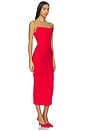 view 2 of 3 Strapless Stretch Crepe Midi Dress in Red