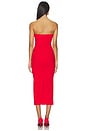 view 3 of 3 Strapless Stretch Crepe Midi Dress in Red