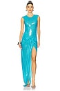view 1 of 4 Sleeveless Sequined Gown in Blue
