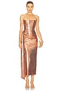 view 1 of 5 Strapless Drape Dress in Copper