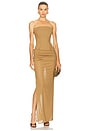 view 1 of 4 Strapless Longline Corset Column Dress in Khaki