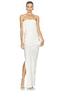 view 1 of 3 Strapless Longline Draped Column Gown in White