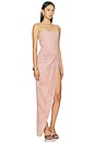 view 2 of 4 Strapless Suede Corset Drape Gown in Dusty Rose