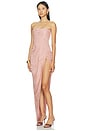 view 3 of 4 Strapless Suede Corset Drape Gown in Dusty Rose