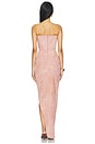 view 4 of 4 Strapless Suede Corset Drape Gown in Dusty Rose