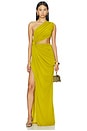 view 1 of 4 One Shoulder Draped Gown in Chartreuse