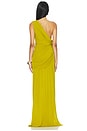 view 4 of 4 One Shoulder Draped Gown in Chartreuse