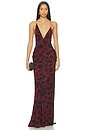 view 1 of 3 Wrap Asymmetric Gown in Port & Black