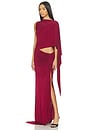 view 3 of 4 One Shoulder Drape Sleeve Gown in Syrah