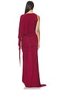 view 4 of 4 One Shoulder Drape Sleeve Gown in Syrah