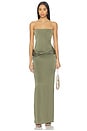 view 1 of 3 Strapless Longline Corset Twist Drape Column Dress in Deep Sage