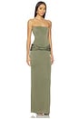 view 2 of 3 Strapless Longline Corset Twist Drape Column Dress in Deep Sage