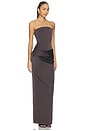 view 2 of 4 Strapless Curved Corset Drape Column Dress in Fig