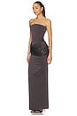 view 3 of 4 Strapless Curved Corset Drape Column Dress in Fig