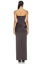 view 4 of 4 Strapless Curved Corset Drape Column Dress in Fig
