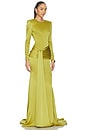 view 2 of 3 Long Sleeve Drape Sash Gown in Citron