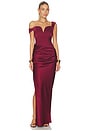 view 1 of 5 Off Shoulder Longline Sweetheart Drape Column Dress in Port