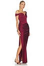 view 3 of 5 Off Shoulder Longline Sweetheart Drape Column Dress in Port