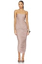 view 1 of 4 Strapless Drape Column Dress in Mink