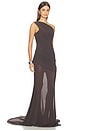 view 2 of 4 One Shoulder Tucked Gown in Smoke