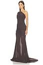 view 3 of 4 One Shoulder Tucked Gown in Smoke