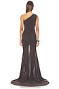 view 4 of 4 One Shoulder Tucked Gown in Smoke