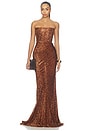view 1 of 4 Strapless Draped Gown in Bronze