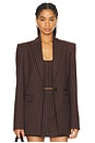 view 1 of 6 Lurex Pinstripe Single Breasted Oversize Blazer in Chocolate