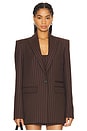 view 2 of 6 Lurex Pinstripe Single Breasted Oversize Blazer in Chocolate