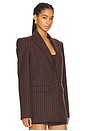 view 3 of 6 Lurex Pinstripe Single Breasted Oversize Blazer in Chocolate