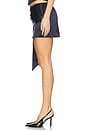 view 3 of 6 Draped Duchess Satin Mini Skirt in Navy