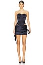 view 5 of 6 Draped Duchess Satin Mini Skirt in Navy