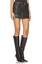 view 2 of 6 Biker Leather Mini Skirt in Dark Brown