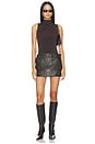 view 5 of 6 Biker Leather Mini Skirt in Dark Brown
