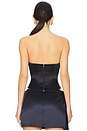 view 3 of 4 Satin Corset Top in Navy