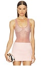 view 1 of 6 Crystal Mesh Bodysuit in Dusty Rose