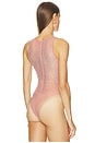 view 4 of 6 Crystal Mesh Bodysuit in Dusty Rose