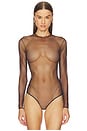 view 2 of 5 Long Sleeve Mesh Bodysuit in Espresso