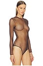 view 3 of 5 Long Sleeve Mesh Bodysuit in Espresso