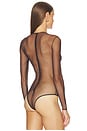 view 4 of 5 Long Sleeve Mesh Bodysuit in Espresso