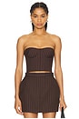 view 1 of 5 Lurex Pinstripe Strapless Crop Top in Chocolate