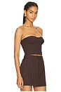 view 2 of 5 Lurex Pinstripe Strapless Crop Top in Chocolate