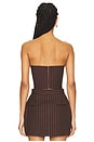 view 3 of 5 Lurex Pinstripe Strapless Crop Top in Chocolate