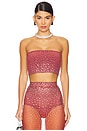 view 1 of 5 Crystal Mesh Crop Top in Cognac