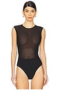 view 2 of 5 Sleeveless Power Mesh Bodysuit in Black