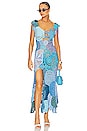 view 1 of 4 ROBE MAXI MERMAID in Blue Motif