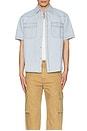 view 4 of 4 Short Sleeved Denim Shirt in Light Indigo