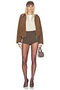 view 5 of 5 Kate Sans Suede Bomber Jacket in Saddle Brown