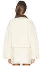 view 4 of 5 Ella Canvas Cropped Jacket in Off White & Dark Brown