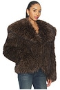 view 3 of 5 Yara Fox Coat in Dark Brown